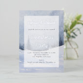 Blue Winter Forest Overlay kerstparty Real Folie Uitnodiging (Staand Voorkant)