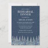 Blue Winter Forest Rustic Rehearsal Dinner Kaart (Voorkant)