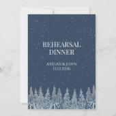 Blue Winter Forest Rustic Rehearsal Dinner Kaart (Achterkant)