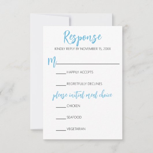 Blue Winter Frost Bruiloft RSVP Kaart (Voorkant)