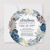 Blue Winter Frost Holiday Wreatparty Invitation Kaart (Voorkant)