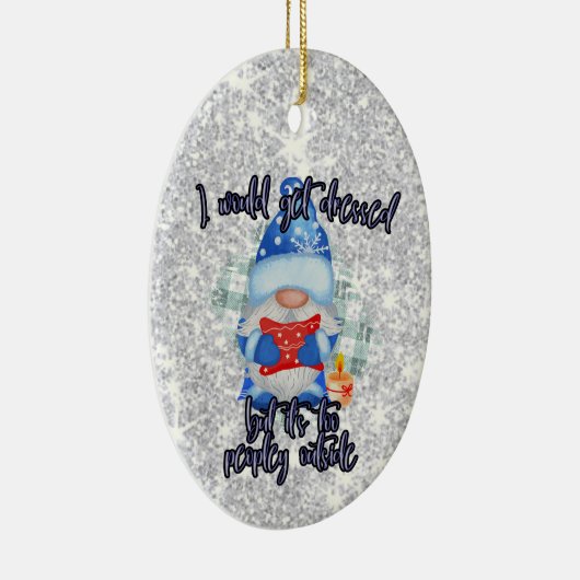 Blue Winter Funny gnome to Peopley Keramisch Ornament (Rechts)