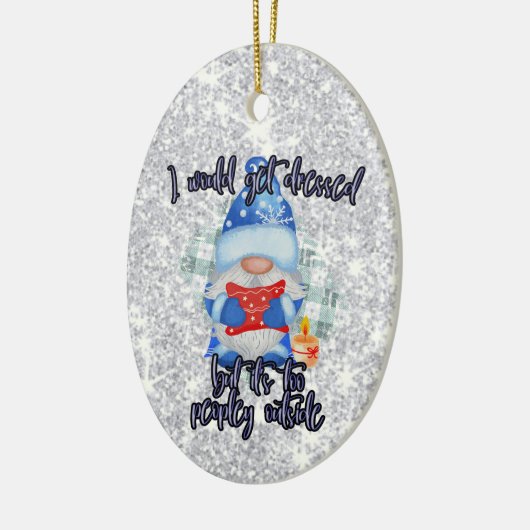 Blue Winter Funny gnome to Peopley Keramisch Ornament (Links)