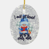 Blue Winter Funny gnome to Peopley Keramisch Ornament (Voorkant)