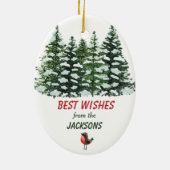 Blue Winter Gnome Holiday wil Keramisch Ornament (Achterkant)