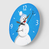 Blue Winter Happy Snowman Grote Klok (Hoek)