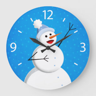 Blue Winter Happy Snowman Grote Klok