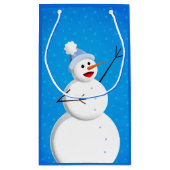 Blue Winter Happy Snowman Klein Cadeauzakje (Achterkant)