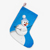 Blue Winter Happy Snowman Kleine Kerstsok (Voorkant (Hangend))