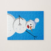 Blue Winter Happy Snowman Legpuzzel (Horizontaal)