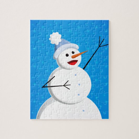 Blue Winter Happy Snowman Legpuzzel (Verticaal)