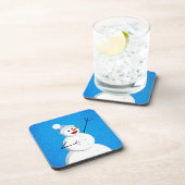 Blue Winter Happy Snowman Onderzetter (Rechterzijde)