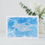 Blue Winter Holiday Celebration RSVP Kaart (Staand voorkant)