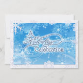 Blue Winter Holiday Celebration Uitnodiging (Voorkant)