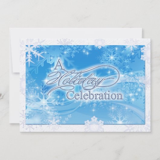Blue Winter Holiday Celebration Uitnodiging (Voorkant)
