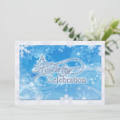 Blue Winter Holiday Celebration Uitnodiging (Staand voorkant)