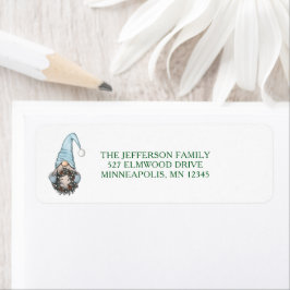 Blue Winter Holiday Nordic Gnome Etiket