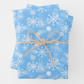 Blue Winter Holiday Snowflake Patroon Inpakpapier Vel (In situ)