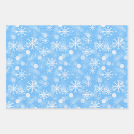 Blue Winter Holiday Snowflake Patroon Inpakpapier Vel