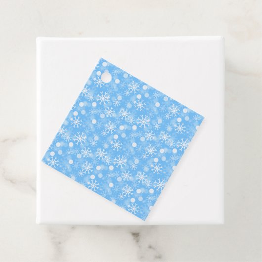 Blue Winter Holiday Snowflake Pattern Gift Labels (In situ)
