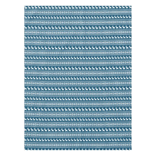 Blue Winter Holiday Snowflake Reindeer Patroon Tafelkleed (Voorkant)