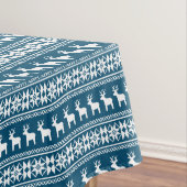 Blue Winter Holiday Snowflake Reindeer Patroon Tafelkleed (Voorbeeld)