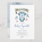 Blue Winter It's A Boy Baby Clothes Baby Sprinkle Kaart (Voorkant / Achterkant)