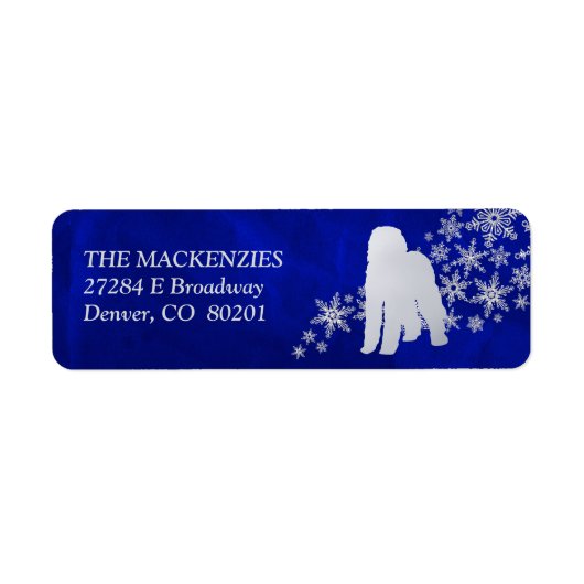 Blue Winter Labradoodle Dog Return Address Etiket (Voorkant)