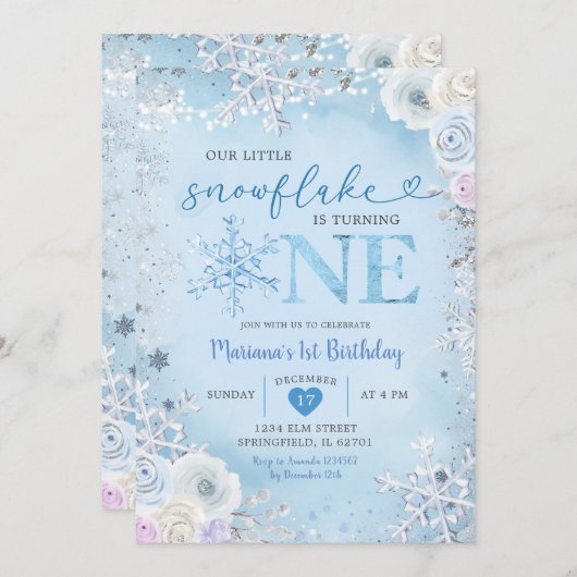 Blue Winter Little Snowflake wordt een Kaart (Voorkant / Achterkant)