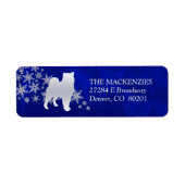 Blue Winter Malamute Return-adres Etiket (Voorkant)