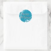 Blue Winter Meadow - Prettige feestdagen Ronde Sticker (Tas)