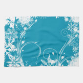 Blue Winter Meadow - Prettige feestdagen Theedoek (Horizontaal)