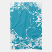 Blue Winter Meadow - Prettige feestdagen Theedoek (Verticaal)