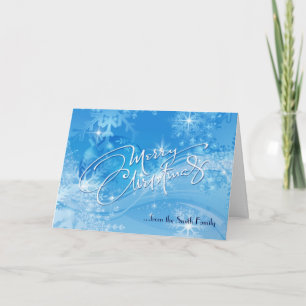 Blue Winter Merry Christmas Kaart