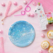 Blue Winter Merry-kerstpapieren Bord (Feest)