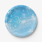 Blue Winter Merry-kerstpapieren Bord (Voorkant)