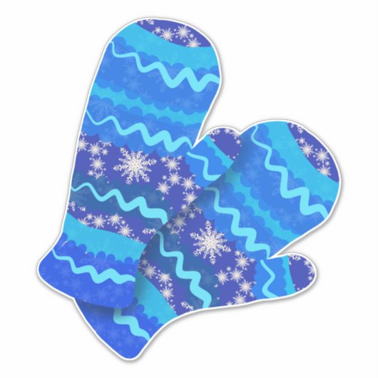 Blue Winter Mittens | Vakantiedagen groot Sticker (Voorkant)
