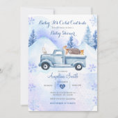 Blue Winter Mountain Woodland Baby shower Kaart (Voorkant)