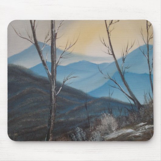 Blue Winter Mountains Mousepad Muismat (Voorkant)