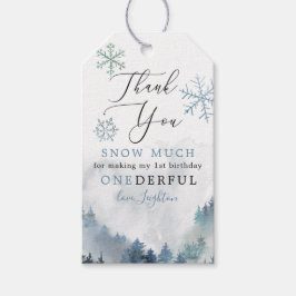 Blue Winter ONEderland Boy 1st Birthday Cadeaulabel