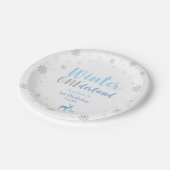 Blue Winter Onederland Boy 1st Birthday Party Papieren Bordje (Gekanteld)