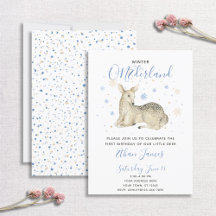 Blue Winter ONEderland Deer Baby's 1ste verjaardag