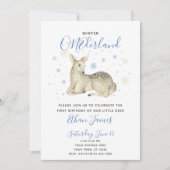 Blue Winter ONEderland Deer Baby's 1ste verjaardag Kaart (Voorkant)
