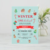 Blue Winter Onederland Eerste uitnodiging op zater (Staand voorkant)