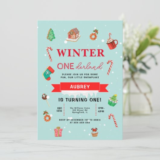 Blue Winter Onederland Eerste uitnodiging op zater (Staand voorkant)