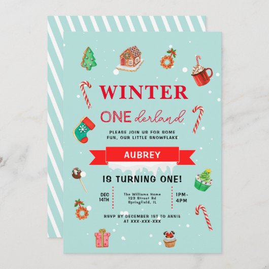 Blue Winter Onederland Eerste uitnodiging op zater (Voorkant / Achterkant)