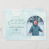 Blue Winter Onederland First Birthday Arch Photo Kaart (Voorkant / Achterkant)