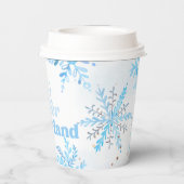 Blue Winter Onederland Hot Cocoa Cups Papieren Bekers (Achterkant)