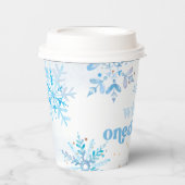 Blue Winter Onederland Hot Cocoa Cups Papieren Bekers (Voorkant)