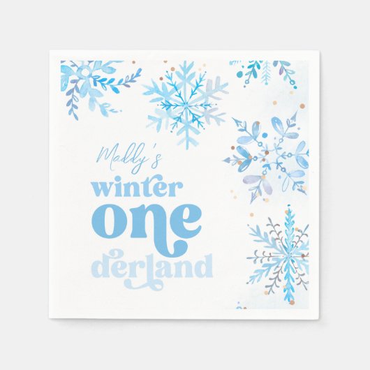 Blue Winter Onederland Party Napkins Servet (Voorkant)
